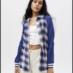 BDG Urban Outfitters Keanu plaid varsity flannel shirt, NWT, oversized, size XS